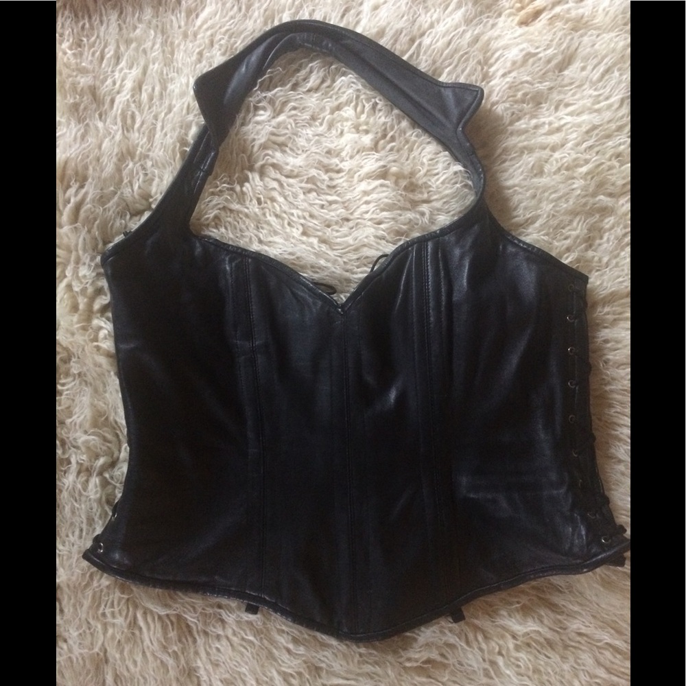EUC-Leather Halter Corset-1X